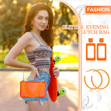 Jadive Orange 4 Pcs Purse Clear Women Acrylic Clutch Hand Bag Evening Retro Earring Bracelet Jewelry Set Neon Vintage Wedding Gift