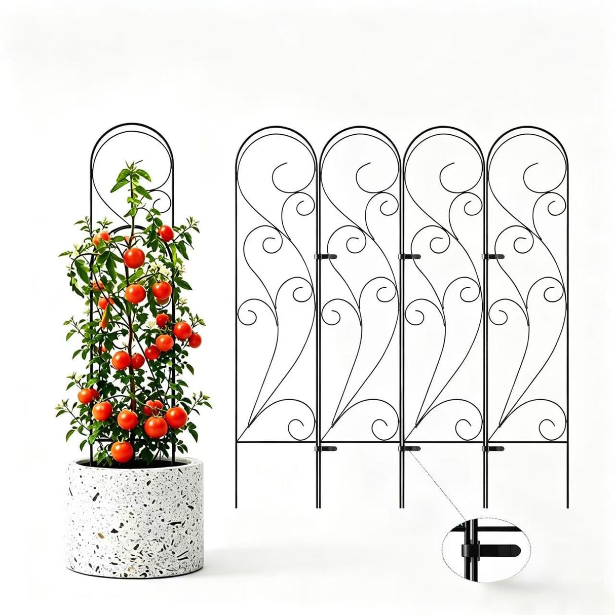 Zhongma 4 Pack 36" Metal Plant Trellis for Potted Plants Climbing,Indoor and Outdoor Fence Plant Support Trellis for Flower and Vagetable
