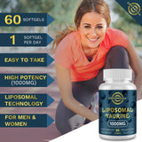 lipmaxmall Liposomal Taurine Supplement 1000mg, High Absorption Amino Acid for Heart, Nerve, Brain, Visual (60 Softgels - 2 Pack)