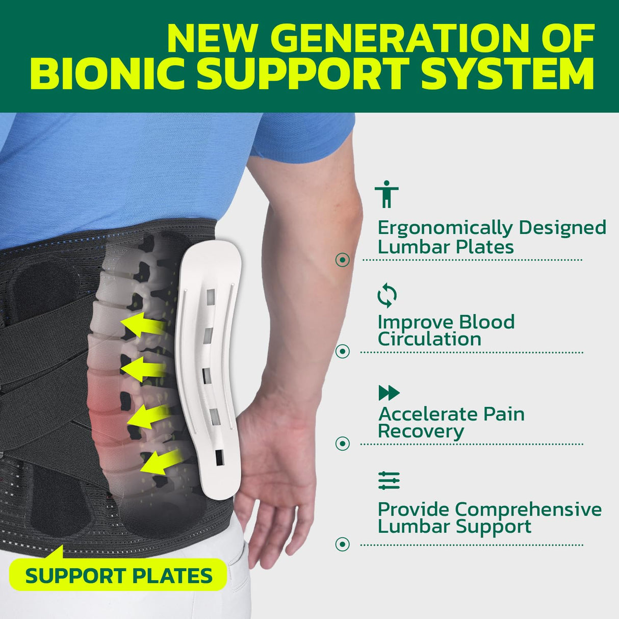 aoFIT Back Brace for Lower Back Pain Relief with 360-Degree Biochemical Hug Support, Back Support Belt for Men and Women, Soft Breathable Fabric Lumbar Support for Herniated Disc, Sciatica L