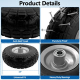 OEBYZWSL 10" 4.10/3.50-4 Flat Free Tire & Wheel, 5/8" Bearings, 2-Pack