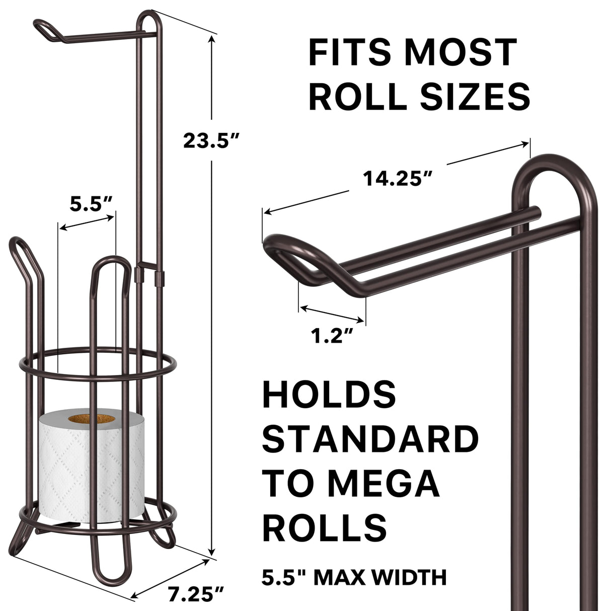 Simple Houseware Bathroom Toilet Tissue Paper Roll Storage Holder Stand, Bronze