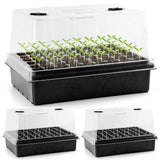 Heavy Duty Seed Starter Trays with 5'' Tall Humidity Domes & 2.75'' Deep Cells – 3-Pack (162 Cells Total) Reusable Plant Germination Kit, Durable Plastic Seedling Trays for Herbs, Vegetables