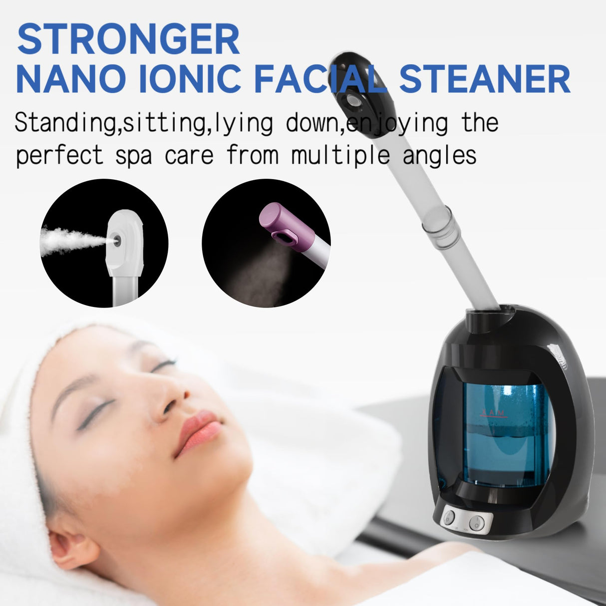 Facial Steamer-Portable Facial Steamer for Face, Nano Ionic Face Steamer for Facial Deep Cleaning, Vaporizador Facial Steamer for Esthetician, Professional Facial Steamer for Home Facial Spa. (Black)