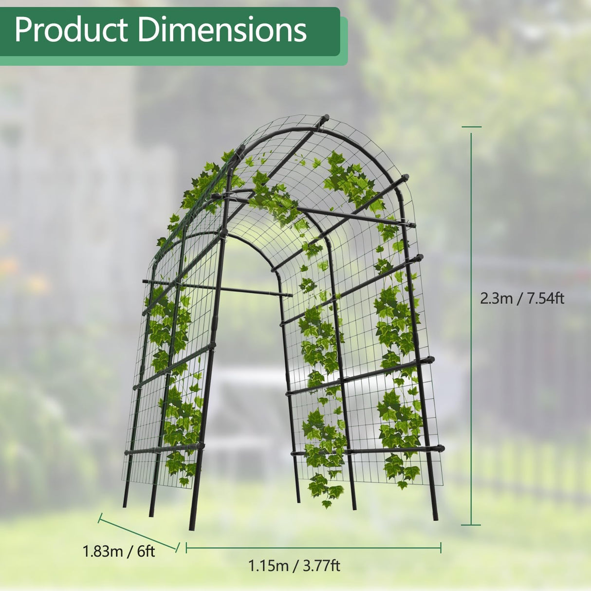 Garden Arch Trellis, 7.5FT Extra Tall Polyethylene-Coated Stainless Steel Garden Trellis for Climbing Plants, Vegetables, Flowers, Outdoor Pergola Arbor Wedding Party Decoration, Cucumber Trellis, Gar