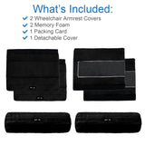 SPRING SEAON Wheelchair Armrest Covers 2 Pack Soft Memory Foam Wheelchair armrest Pads Wicking Washable for Office Transport Chair (Black)