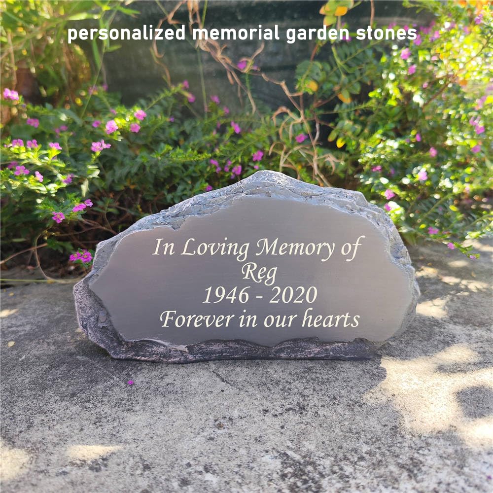 CUDMORERBE Personalized Garden Stones in Memory of Loved Ones, Engraved with Any Message Memorial Stones Gravestones Outside, Sympathy Memorial Gifts Funeral Gifts for Loved Ones Dad Mom Grandma