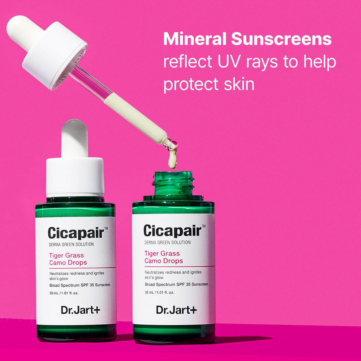 Dr.Jart+ Cicapair™ Tiger Grass Camo Drops Tinted Face Serum SPF 35 with Centella Asiatica | cc cream | Korean Skin Care, 1.01 Fl Oz