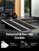FACHNUO 4 Feet Portable Wheelchair Ramp, Non-Skid Aluminum Handicap Ramps with Handle, Folding Threshold Wheel Chair Ramp for Home Steps, Stairs, Entry, Threshold, Curbs, Stairs, 800LBS Capacity
