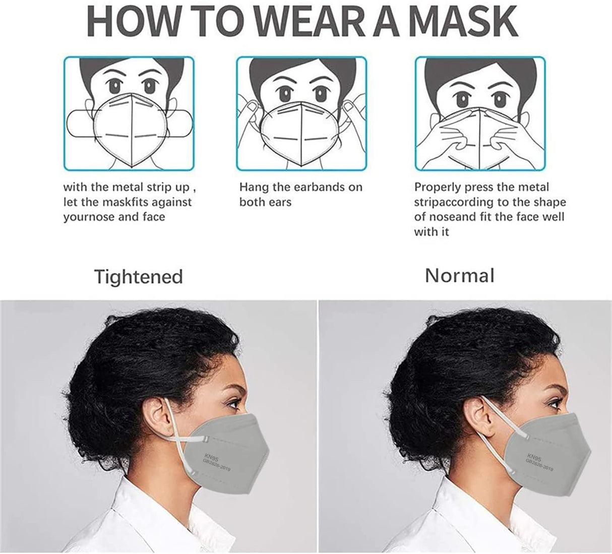 LEMENT 50PCS KN95 Face Mask 5 Layer Cup Dust Safety Masks Breathable Elastic Ear Loops Grey Masks