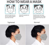 LEMENT 50PCS KN95 Face Mask 5 Layer Cup Dust Safety Masks Breathable Elastic Ear Loops Grey Masks
