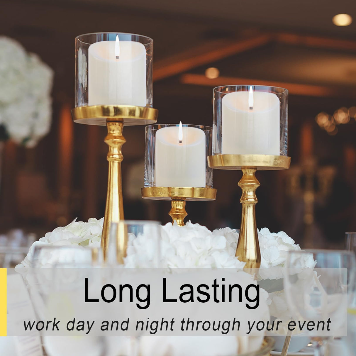 TECHLONG 3"x3" Flickering Flameless Candles Waterproof, Battery Operated Candles with Remote Timer, Last 600 Hours Electric Fake LED Candles for Halloween Christmas Decoration, Ivory White, Set of 6