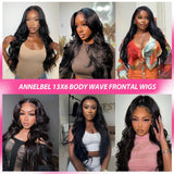 ANNELBEL 250% Density 30 Inch 13x6 Lace Front Wigs Human Hair Body Wave HD Transparent Lace Frontal Human Hair Wigs 12A Grade Glueless Wigs Human Hair for Women Natural Black