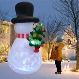 SRKLH 8 FT Christmas Inflatables Snowman Yard Decoration, Blow Up Snowman with Christmas Tree Outdoor Decoration with Rotating LED Lights for Holiday Party Garden Lawn Decor, Xmas New Year Kids Gifts