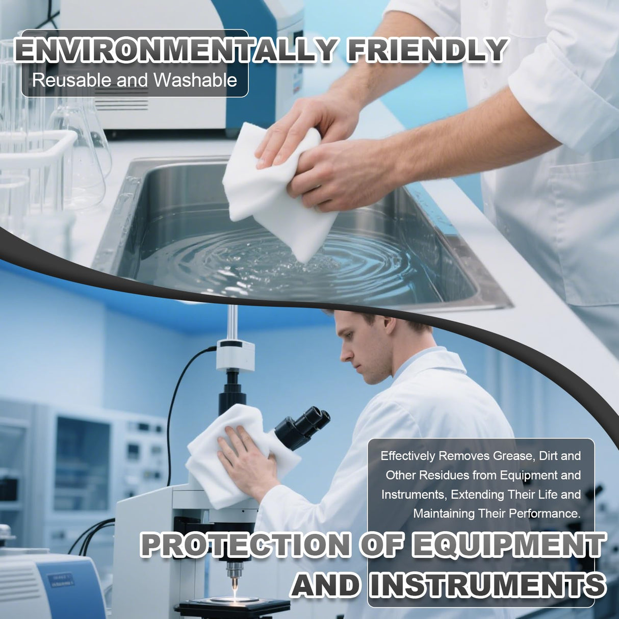Cleanroom Wipers 6"x6"(150 Pcs, 100% Polyester, Class 100, 140GSM) Double Knit 100% Lint Free Cloths with Ultra-fine Filaments, Laser Sealed Edge Ultra-Soft Wipers