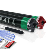 KaiMinDogz Pair of 2" Garage Door Torsion Springs Set with Non-Slip Winding Bar & Gloves,High Precision Electrophoresis Black Coated, for Replacement & Installation, MIN 16,000 Cycles (0.243x2"x41")
