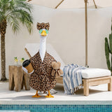 Celltestria Lady Goose Outfits for 23" Geese Bathrobe Brown Leopard Porch Goose Costume Coffee Cup Bear Cucumber Eye Mask Goose Clothes for Outdoor Patio Yard Lawn Garden Decoration