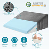 Domusensus Wedge Pillow for Sleeping, 10" Bed Wedge Pillow for After Surgery, Triangle Pillow Wedge for Heartburn, Acid Reflux, GERD, Back Pain Relief, Neck Pain, Soft & Cooling Memory Foam Top
