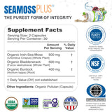 Power By Naturals Sea Moss Plus - USDA Certified Organic Wildcrafted Irish Seamoss, Bladderwrack & Burdock Root, Supplement for Immunity, 60Ct, 2 Pack