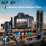 Aupoko Quick Release L-Bracket Compatible with Arca Swiss, L Bracket Quick Release Plate L Plate, 1/4" Tripod Plate for Ball Head Tripod Stabiliser Compatible with Manfrotto Canon Nikon Sony