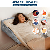 COLDHUNTER Wedge Pillow 7.5" Bed Wedge After Surgery, Back Pain Relief, Memory Foam Pillow Triangle Incline Wedge for Back Support, Leg Elevation（Grey）