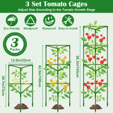 3 Packs Fiberglass Tomato Cages for Garden, 56 Inch Tall Tomato Plant Support, Adjustable Tomatoes Stakes Plant Climbing Trellis for Garden Vegetables Fruits, Tomatoes Support Cages with Clips