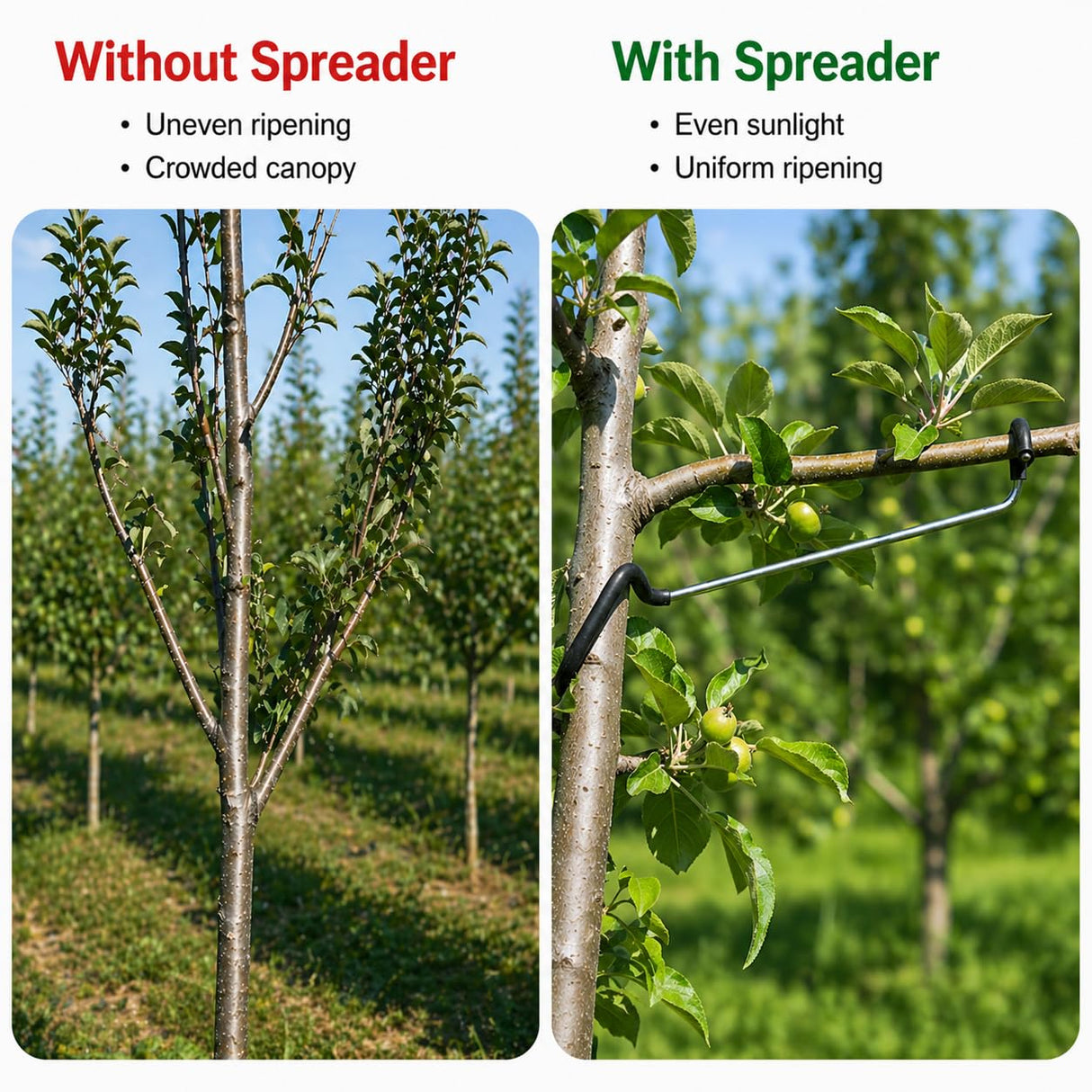 Limb Spreaders for Fruit Trees 21 PCS, 10 Inch Tree Limb Spreader, Metal Fruit Tree Branch Spreaders with Bark-Protective Rubber Hooks, Tree Branch Support for Apple Pear Cherry Plum (10 Inch)