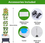 Hydroponic Tower, 14-Layer Hydroponics Growing System Kit with 70 Slots, Vertical Garden System with 20L Water Tank and Pump for Indoor Outdoor Home, Balcony & Patio