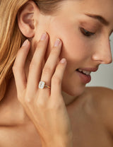 EAMTI 3CT Engagement Rings for Women Radiant Cut CZ Solitaire Promise Wedding Bands Travel Bezel Ring 14K Gold Plated Size 7.5
