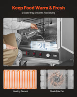 VEVOR Hot Box Food Warmer, 16-Tier Large Concession Warmer with Water Tray, Single-door and Adjustable Shelves, Stainless Steel Food Warmer Cabinet, Ideal for Storing Pizza, Chicken, Restaurant