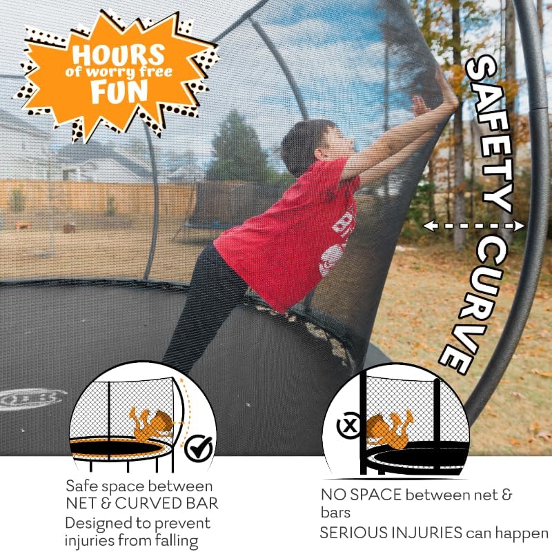 JUMPZYLLA Trampoline Outdoor 8FT 10FT 12FT 14FT 15FT 16FT with Enclosure and Ladder, ASTM Approved Recreational Trampoline for Kids and Adults, Anti-Rust Coated Frame