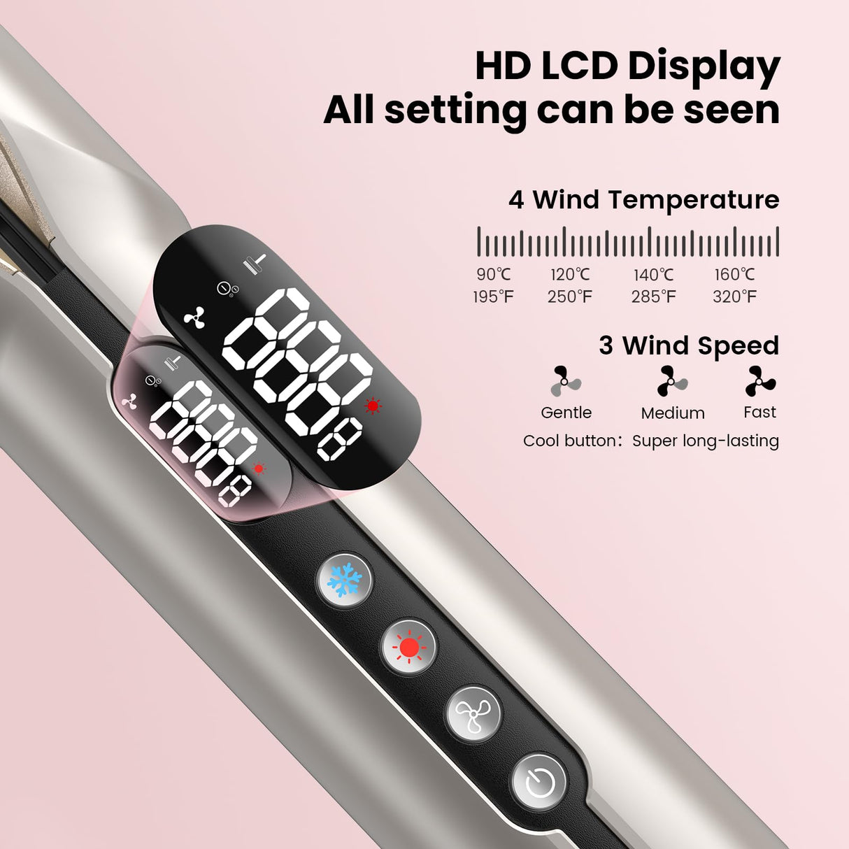 Hair Straightener - 2 in 1 Wet to Dry Hair Dryer and Straightener with High-Speed Airflow + Rapid Heat-Up + Customizable Temperature + LCD Display & Auto Shut-Off + No Heat Damage for All Hair Types
