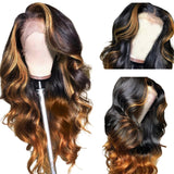 200% Density Full 360 Lace Front Wigs Human Hair For Women Ombre Lace Front Wig Human Hair Glueless Wigs Human Hair With Baby Hair Body WaveLace Front Wigs Human HairBrazilian Virgin HumanHair 26 Inch