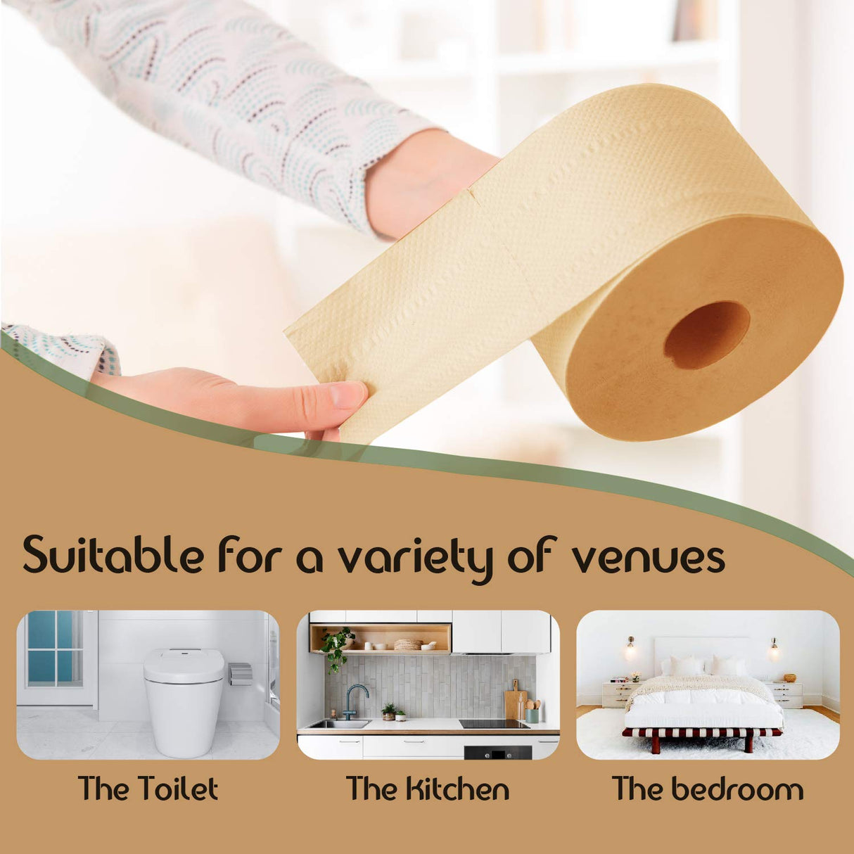 Elvissmart Bamboo Toilet Tissue, 3-Ply, 250 Sheets per Roll, Pack of 40 – Strong and Flexible, Tree-Free, Septic Safe, Natural and Gentle for Comfortable Daily Use