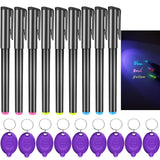 Daemson Invisible Ink Pen, Spy Pen with 9 PCS Mini UV LED Keychain Flashlight, Disappearing Ink Magic Pens with Black Light Markers for Secret Notes, Fit for Christmas Halloween Holiday Gifts (9 PCS)