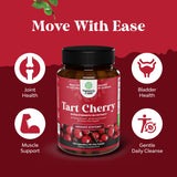 Advanced Tart Cherry Extract Capsules - Extra Strength 750mg Per Serving Equivalent Tart Cherry Capsules Uric Acid Cleanse and Joint Support Supplement - Muscle Recovery Supplement 120 Count