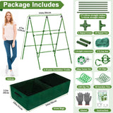 Tidponra Cucumber Trellis for Garden, 34 X 47 Inches A Frame Gardening Trellis with Fabric Raised Garden Bed, Climbing Net and Plant Support Clips for Climbing Plants