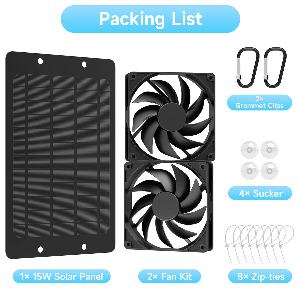 Solar Powered Fan for Outside, IP65 Waterproof Auto On/Off Solar Exhaust Fan Kit wtih 10 Ft Cable for Chicken Coop, Shed, Greenhouse, Pet House Ventilation Accessories