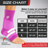 Sleeve Stars Ankle Brace for Women & Men, Ankle Wrap for Sprained, Compression Sleeve for Plantar Fasciitis Relief, Easy Customizable Support: w/ Removable Strap (Single/M:10"-12"/Hot Pink)