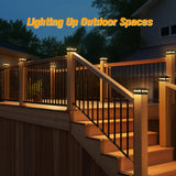 Solar Post Cap Lights Outdoor 8pack, Waterproof Solar Powered Deck Fence Post Lights for 4x4 Wood/Vinyl Posts, Solar Outdoor LED Light with Cool/Warm Lighting (Black, 8pack)