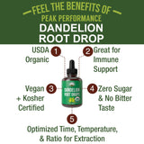 Dandelion Root Extract. USDA Organic Vegan Herbal Liquid Tincture Dandelions Supplement For Women and Men. Leaf Tonic For Immune, Liver, Gut Health. Zero Sugar, Gluten Free Supplements Not Capsules