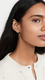 Tory Burch Women's Miller Pave Stud Earrings, Tory Gold/Crystal, One Size