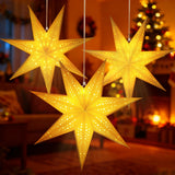 Paper Star Lanterns with Lights, Christmas Hanging Decor Indoor, 3-Pack