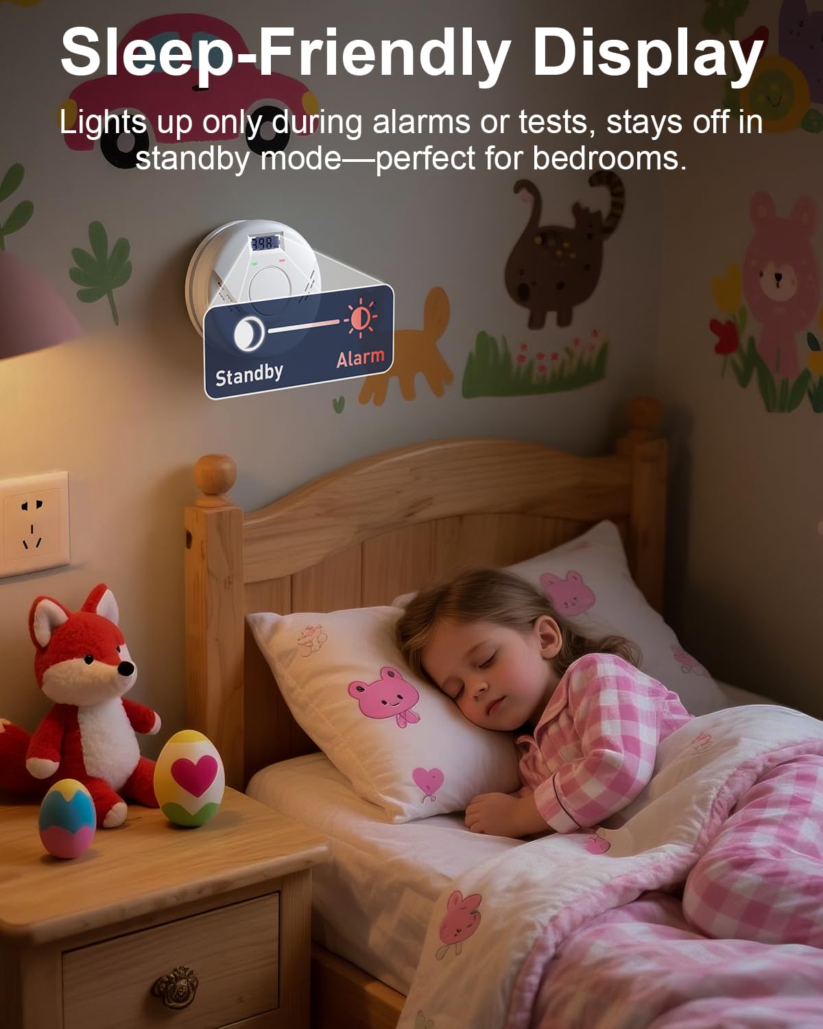 Smoke and Carbon Monoxide Detector, Battery Operated Fire Alarm with LCD Display & Test/Reset Button, Portable Photoelectric CO Smoke Detector Combo for Home, Apartment, RV & Travel, 1 Pack