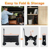 220LBS Small Collapsible Foldable Wagon Carts Portable with 2 Drink Holders