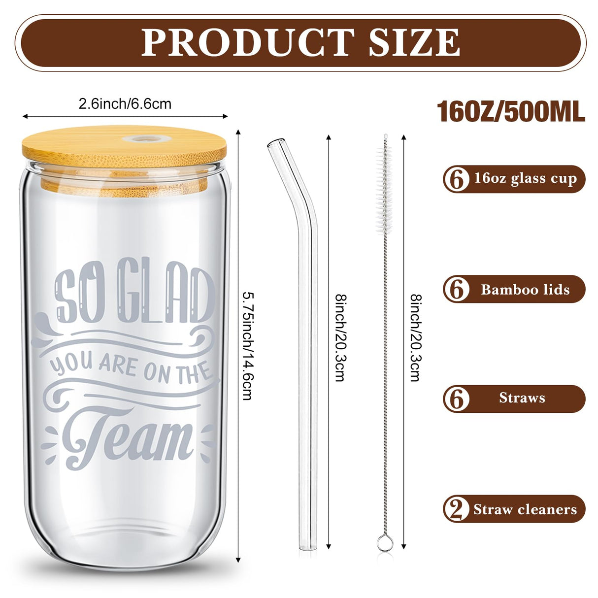 Purpeak 12 Set Employee Appreciation Gifts Christmas Appreciation Cups for Team Thank You Gifts Glass Cups for Staff Coworker 16 oz Can Shaped Beer Glass with Lids Straws Brushes(Mixed Style)