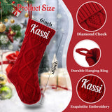 Personalized Christmas Stocking，Custom Name Family Christmas Stocking, 18” Large Knitted Xmas Stocking for Kids,Holiday and Family Stocking for Fireplace Christmas Holiday Party Decoration (3 pcs)