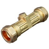 Kudos-Trading - 22mm DZR Double Check Valve WRAS Approved Compression Fitting Non Return Valve One Way Issolation Valves