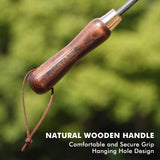 RESTMO Gardening Tools Set, 3-in-1, Carbon Steel, Wooden Handle, Brown
