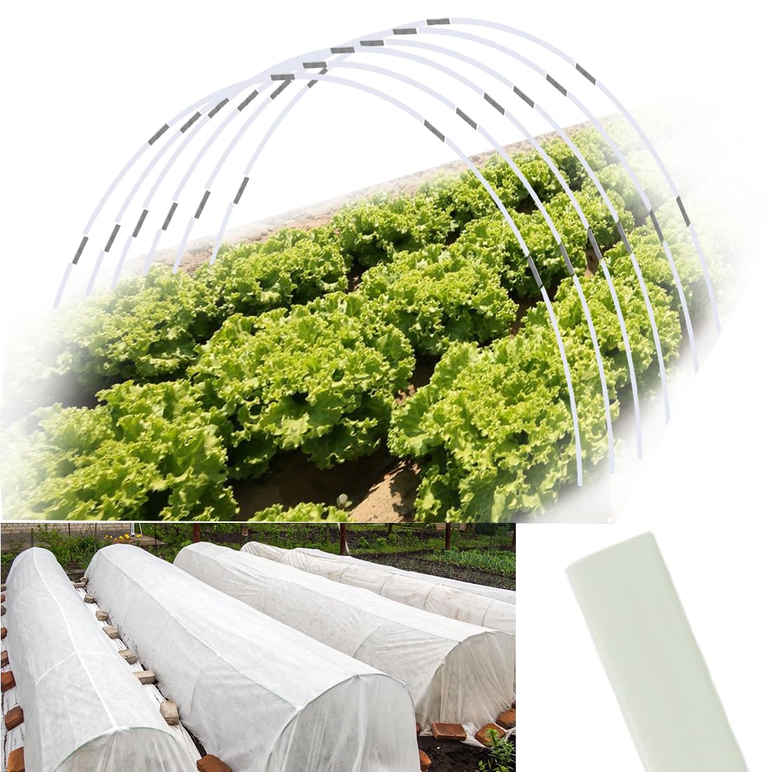 Sunwuk Greenhouse Hoops 20pcs, Garden Hoops for 1-3.5ft Wide Raised Bed, 5 Sets of 5.6ft Long Super Bendable Fiberglass Support Frame, Small Garden Tunnel for Row Cover (S Size)